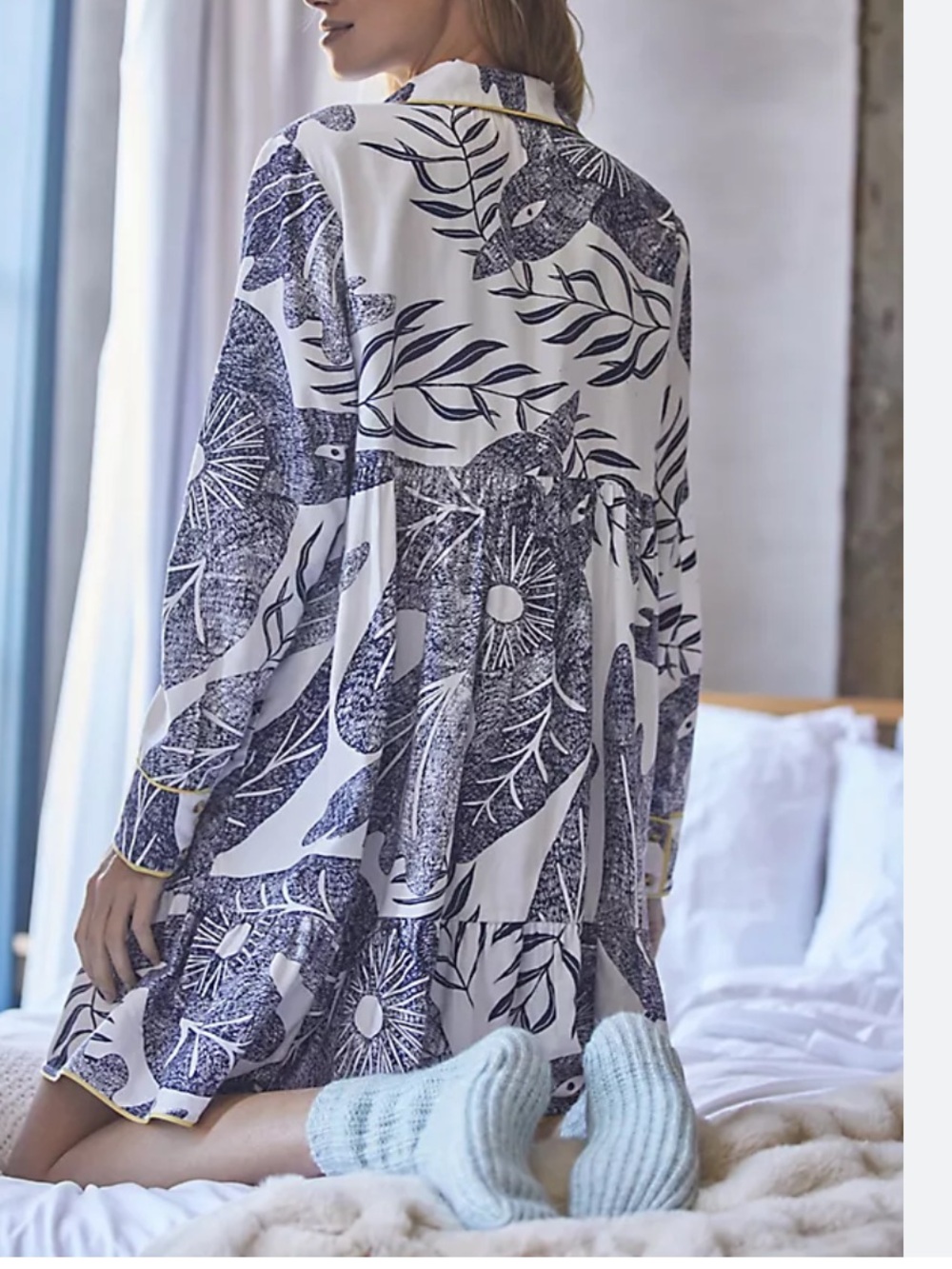 Anthropologie Camille Cabanes Botanical Flannel Pajama L top